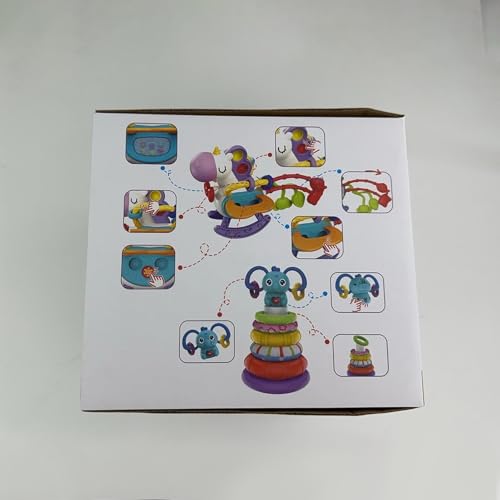 usrela 4 in 1 Baby Toys for 6 12 18 Month, Learning Toys for Babies 6-12 Months, Busy Cube, Stacking Sorter, Piano Xylophone Pull String Travel Toy, Birthday Gifts for Toddlers 1 2 Years Old
