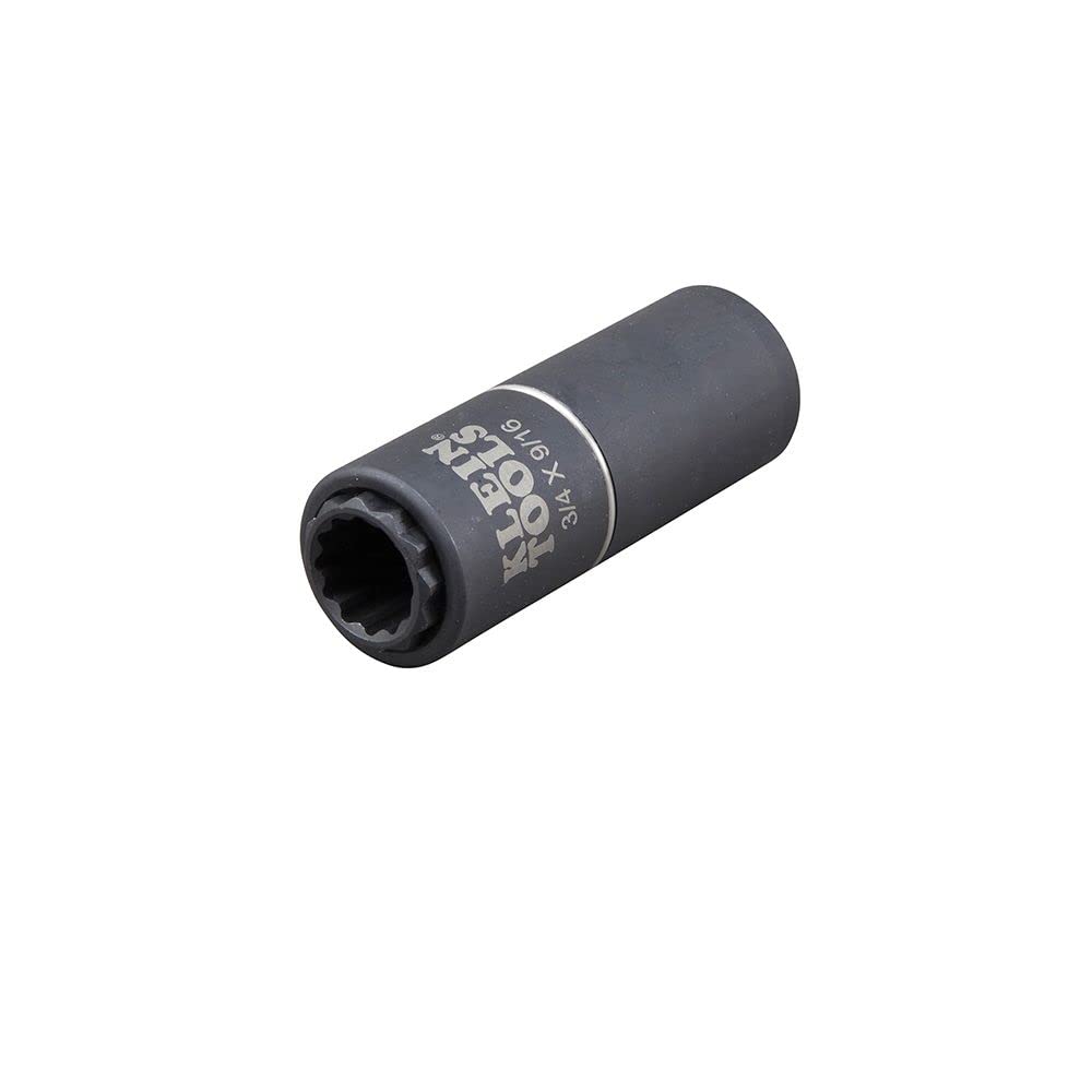 Klein Tools 66001 2-in-1 Impact Socket, Sizes 3/4-Inch and 9/16-Inch Hex, 12-Point Deep Socket Wrench with 1/2-Inch Drive