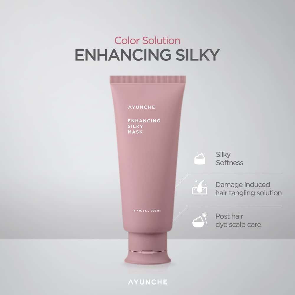 AYUNCHE Enhancing Silky Hair Mask 6.7 fl oz (200ml) [For Dyed & Damaged Hair] | Nourishing & Smoothing Deep Conditioner with Camellia Oil | Korean Salon Brand