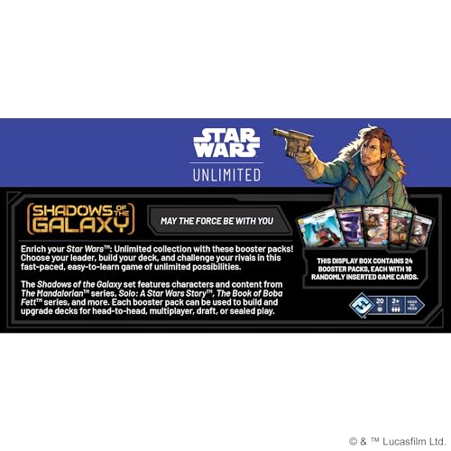 Star Wars: Unlimited TCG Shadows of The Galaxy Booster Display (Set of 24 Booster Packs) - Trading Card Game for Kids & Adults, Ages 12+, 2+ Players, 20 Min Playtime, Made by Fantasy Flight Games