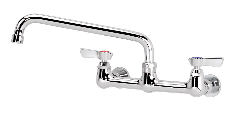 Krowne 12-810L 8" Silver Series Low Lead Wall Mount Faucet with 10" Swing Spout | Commercial Kitchen Bar Sink Accessory for Restaurant Hotel | 1.8 GPM | 12-3/8"W x 10"D x 4-3/8"H, Chrome-Plated, NSF