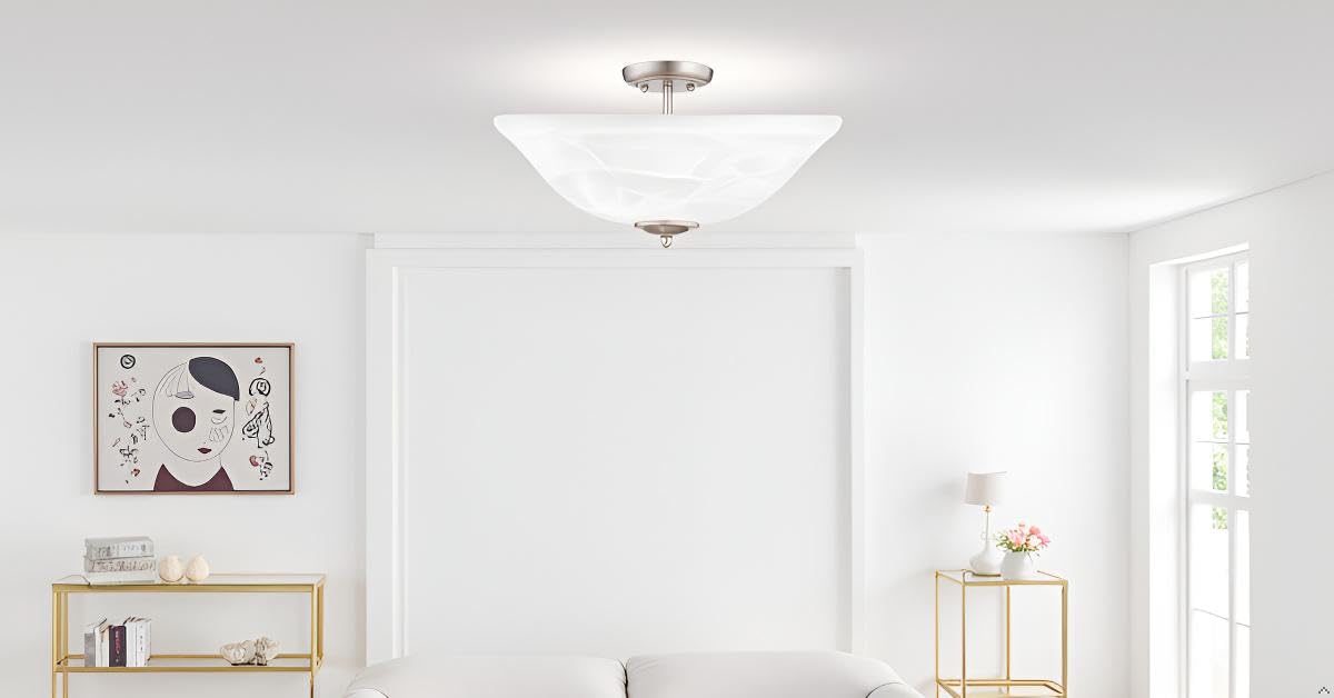 Aspen Creative 25002-65-1 Replacement Alabaster Glass shade for Flush Mount or Semi-Flush Mount, 1/2" Center Hole, 11-1/2" Diameter x 4" Height