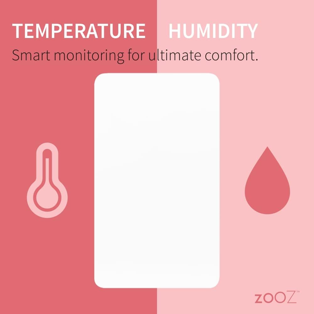 Zooz 800 Series Z-Wave Long Range Temperature | Humidity XS Sensor ZSE44 800LR. Hub Required (Sold Separately). Compatible with Z-Box, SmartThings, Hubitat, and Home Assistant (Z-Wave JS).