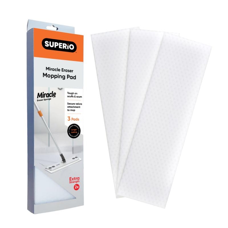 Superio Magic Eraser Mopping Pads, Miracle Sponges Mop Pad for Tiles, Refill Replacement Head for Mop- Home, Kitchen, Bathroom (36 Pack)