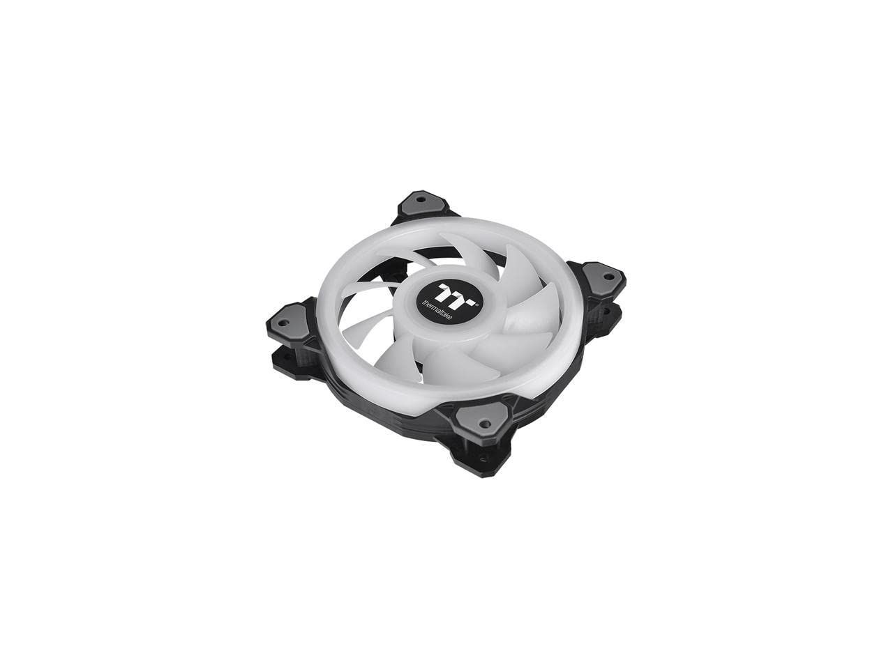 Thermaltake Riing Quad 120mm 16.8 Million RGB Color (Alexa, Razer Chroma) Software Enabled 4 Light Rings 54 Addressable LED 9 Blades Hydraulic Bearing Case/Radiator Fan CL-F088-PL12SW-B, Black