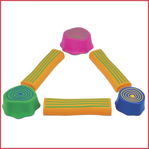 edxeducation Step-a-Trail - 6 Piece Backyard Obstacle Course for Kids - Indoor and Outdoor - Build Coordination and Confidence - Physical and Sensory Play