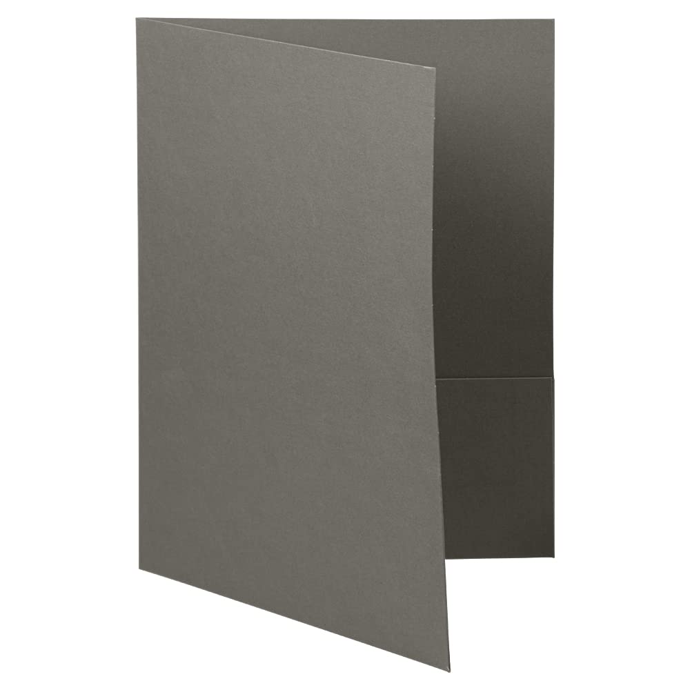 JAM PAPER Two Pocket Textured Linen Presentation Folders - Letter Size Business Folder - Gray - Bulk 50/Box