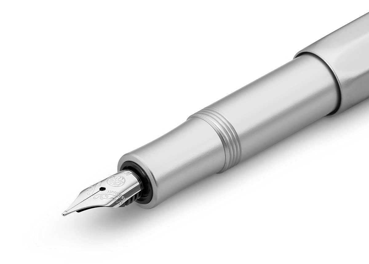 Kaweco AL SPORT Fountain Pen Silver I Premium Aluminum Reservoir Pen for Ink Cartridges 13 cm I Nib: BB (Extra Broad)