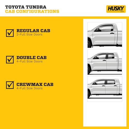 Husky Liners Weatherbeater Floor Mats | Fits 2012-2021 Toyota Tundra, CrewMax & Double Cab, 12-17 Tundra Regular Cab, 12-22 Sequoia | Front Row, 2-pc Black - 18561