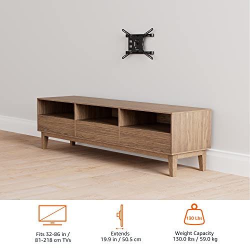 Amazon Basics Full Motion TV Wall Mount with Horizontal Post Installation Leveling for 32 to 86 inch TVs, Black