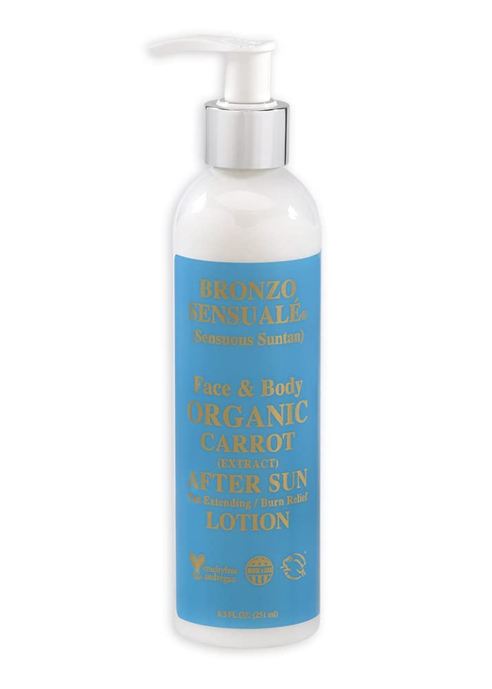Bronzo Sensuale After Sun and Sun Tan Extender Organic Carrot Lotions 8.5 Ounces