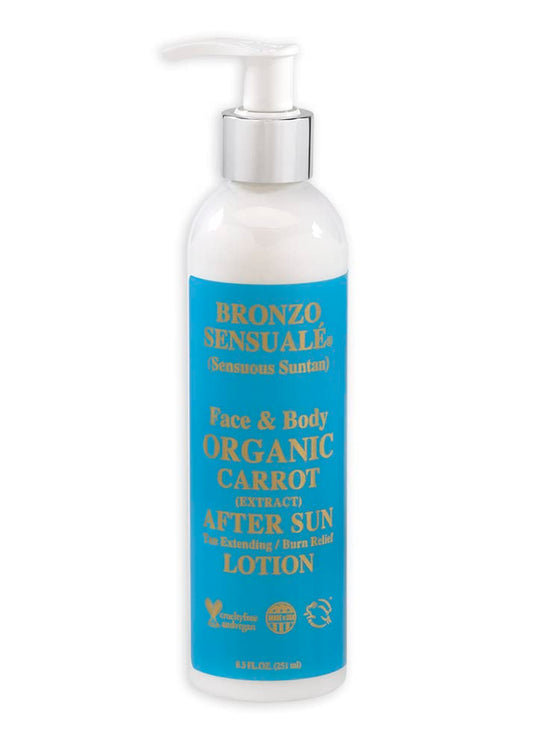 Bronzo Sensuale After Sun and Sun Tan Extender Organic Carrot Lotions 8.5 Ounces