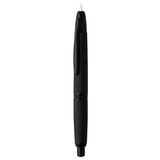 erofa Majohn A1 Retractable Fountain Pen Extra Fine Nib with Box, Black Grid Press Pen with Converter for Writing (With Clip Version)