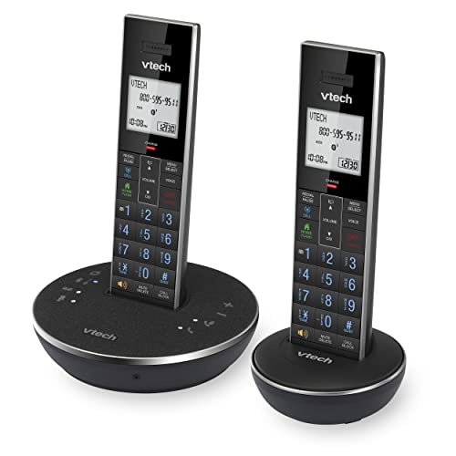 VTech LS6381-2 Bluetooth Speaker with Echo Cancellation, Noise Reduction, Music Streaming, PC/Landline/Cellular Calls, Paired with DECT6.0 Cordless Handset, Answering System, Smart Call Blocker,Black