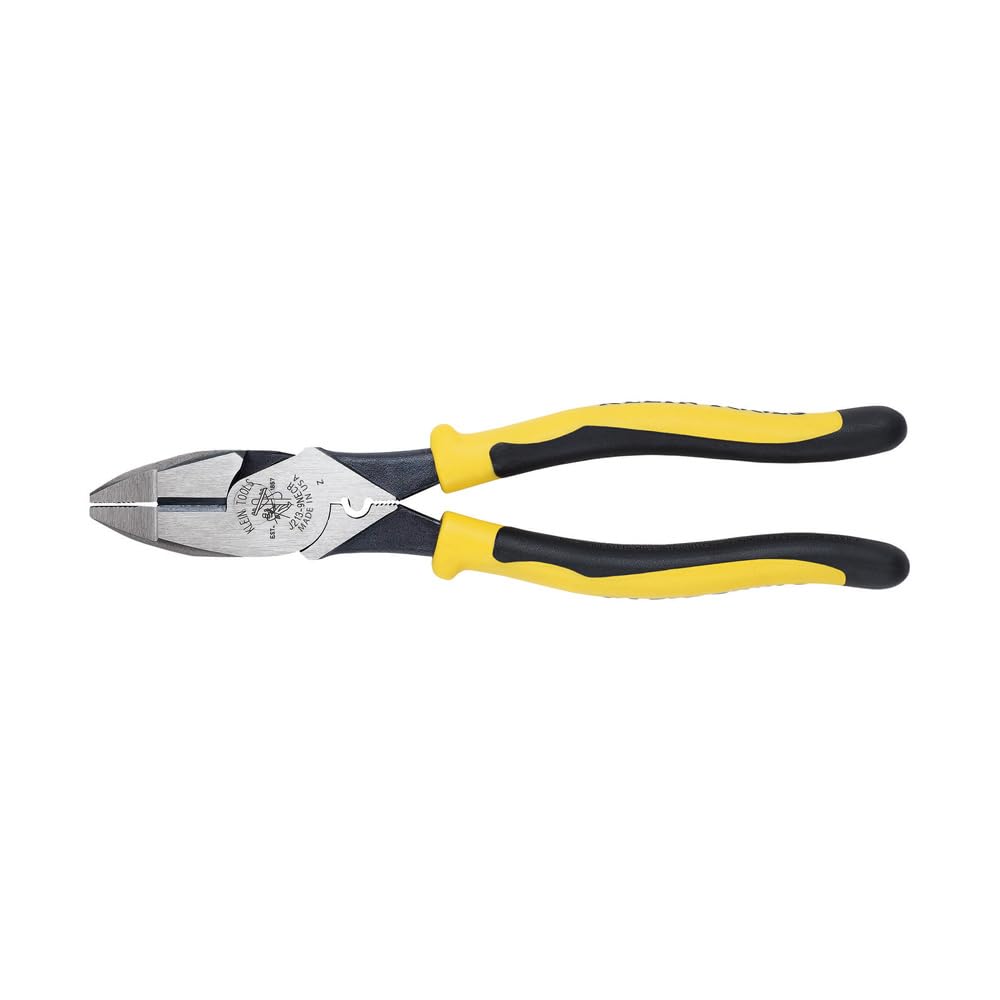 Klein Tools J213-9NECR Journeyman Pliers Connector Crimp Side, Made in USA, With High-Leverage Design Featuring Crimping Die Behind Hinge, 9-Inch