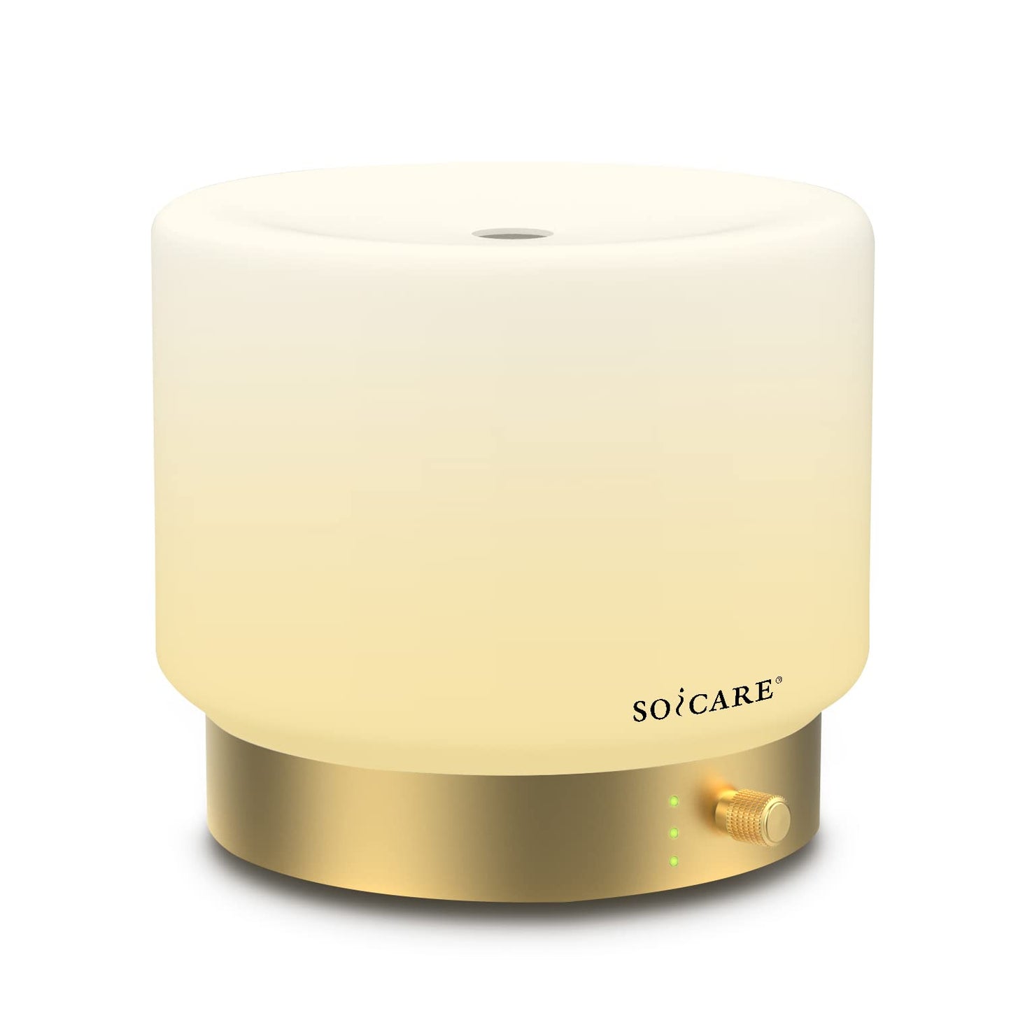 SOICARE Glass Diffuser with Luxury Alloy Base(Gold), All-in-one Room Decor Aromatherapy Oil Diffusers for Essential Oils, Air Scent Essential Oil Diffuser Humidifier,Dimmable Warm Light (280ML)
