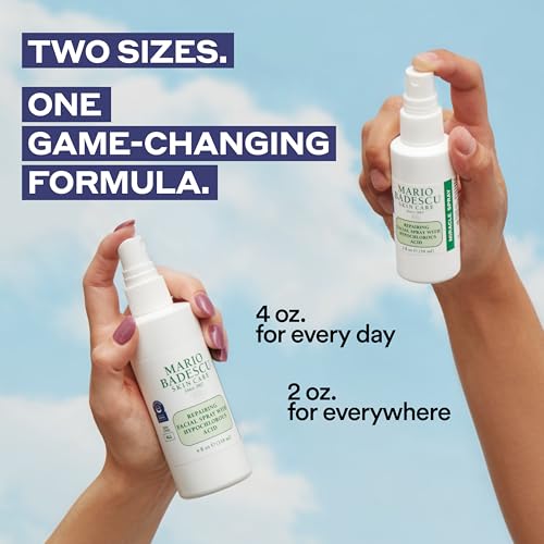 Mario Badescu Repairing HOCl Facial Spray with Hypochlorous Acid – Soothes & Hydrates Angry, Irritated Skin, Reduce Redness & Flare-Ups – pH Balancing, Non-Irritating Cleanser, 4 Fl Oz (Pack of 2)
