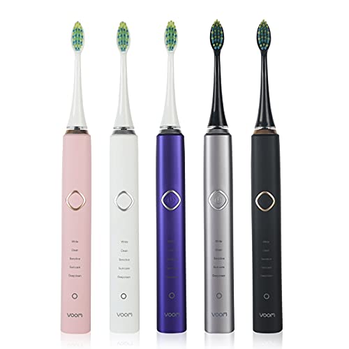Voom Sonic Pro 7 Series Rechargeable Electronic Toothbrush, Advanced Oral Care Technology, 2-Minute Timer w/Quadrant Pacing, 5 Adjustable Speeds, Magnetic Levitation, 100% Waterproof, Black (VM-20946)