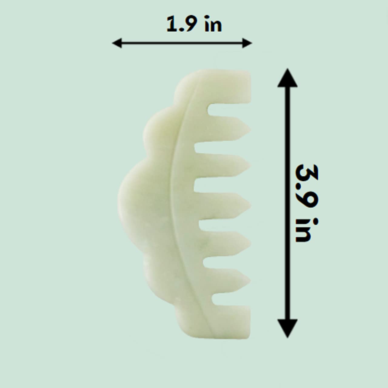 Mount Lai Hand-Carved Natural Jade Massaging Gua Sha Scalp Comb, Gua Sha Jade Comb Scalp Massager and GuaSha Scraping Tool, Balances and Cools, Promotes Relaxation and Blood Circulation