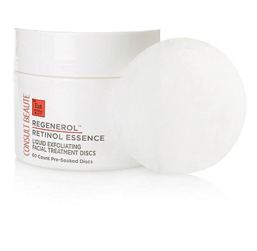 Consult Beaute - Regenerol - Retinol Exfoliating Facial Treatment Discs - Micro Exfoliation for Face - Smoother Skin - 60 Disposable Wipes (2Pack)