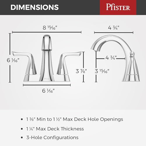 Pfister Willa Bathroom Sink Faucet, 4-Inch Centerset, 2-Handle, 3-Hole, Polished Chrome Finish, LF048MALCC