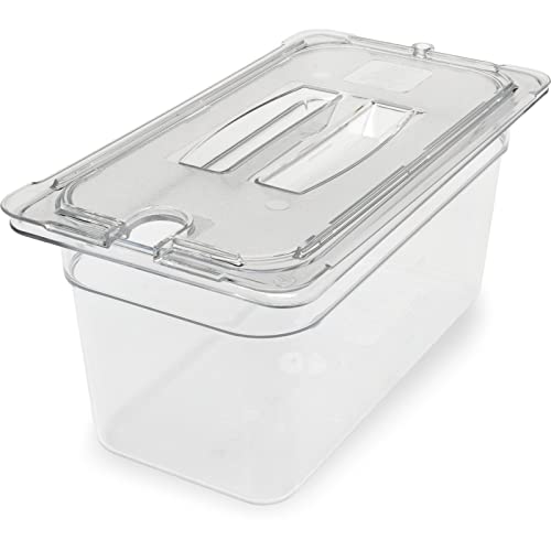 Carlisle FoodService Products Storplus Food Storage Container Food Pan, Chafing Pan for Catering, Buffets, Restaurants, Polycarbonate (Pc), 1/3 Size 6 Inches Deep, Clear, (Pack of 6)