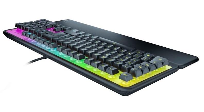 ROCCAT Magma Silent Membrane Switch PC Gaming Keyboard with 5 Zone/10 LED AIMO RGB Top Plate and Detachable Palm Rest - Black
