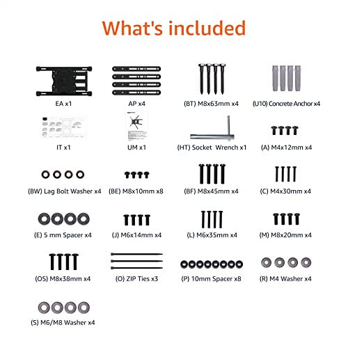 Amazon Basics Full Motion TV Wall Mount with Horizontal Post Installation Leveling for 32 to 86 inch TVs, Black