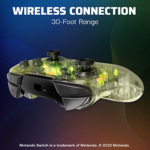 PDP Gaming Afterglow Wireless Nintendo Switch Pro Controller: Prismatic RGB LED Lighting, Full Motion Control Gamepad, Customizable Paddle Buttons