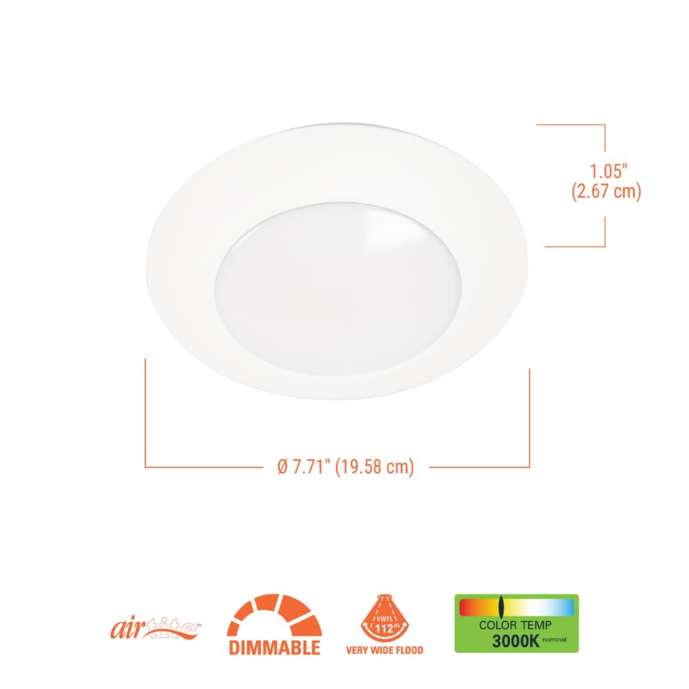 HALO HLCE 6 inch Integrated LED Recessed Disk Light, 3000K, 945 Lumens, 90 CRI, Title 20 California Compliant, 6-Pack
