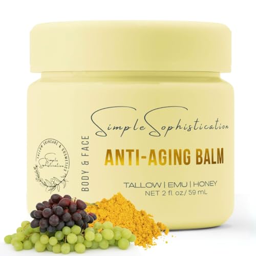Tallow | Emu | Honey Balms - Gentle, Natural with Vitamin C, CoQ10, Resveratrol, Antioxidants, Intense Nutrition for Healthy, Clear, Calm, Younger Face and Skin- Anti-Aging Balm - Made In USA
