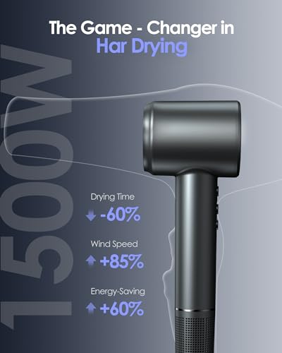 Hair Dryer, 500 Millions Negative Ionic Care Blow Dryer for Fast Drying, Professional 120000RPM High-Speed Hairdryer Low Noise Thermo-Control Travel with Magnetic Diffuser & Nozzle