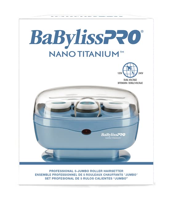 BaBylissPRO Jumbo Hot Rollers, Nano Titanium Hair Styling Tools & Appliances, 5 Count (Pack of 1) BABNTTS7