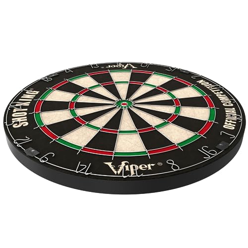 Viper by GLD Products Shot King Regulation Bristle Steel Tip Dartboard Set with Bullseye Metal Radial Spider Wire Compressed Sisal Board with Rotating Number Ring Includes 6 Darts Black