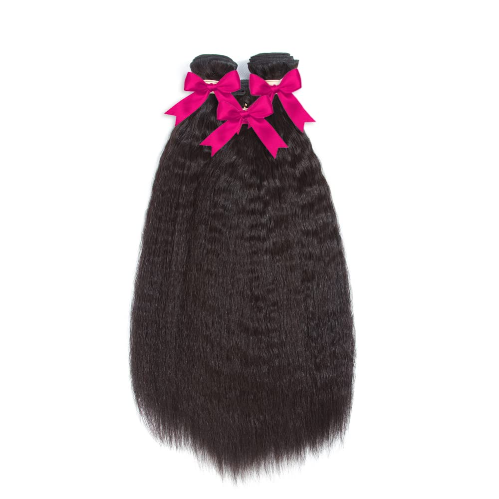 Kinky Straight Bundles, Kerriana Kinky Straight Bundles Human Hair 16 18 20 Inch 100g Brazilian Hair Bundles 3pcs Remy Human Hair