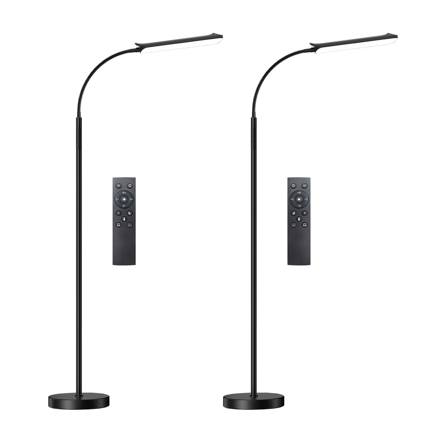 marctronic Floor Lamp 2 Pack, 18W 1800LM Bright LED Floor Lamp with 2 Remotes & Works with Smart Plug, Dimmable Timing Eye Caring Standing Reading Floor Lamps for Living Room Bedroom Office