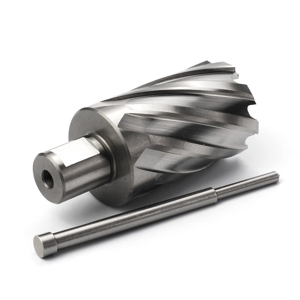 OSCARBIDE Annular Cutter 1-1/2 inch Cutting Diameter 2 inch Depth of Cut,3/4 inch Weldon Shank 2 Flat Mag Drill Bit with Pilot Pin for Magnetic Drill Press,1 Piece