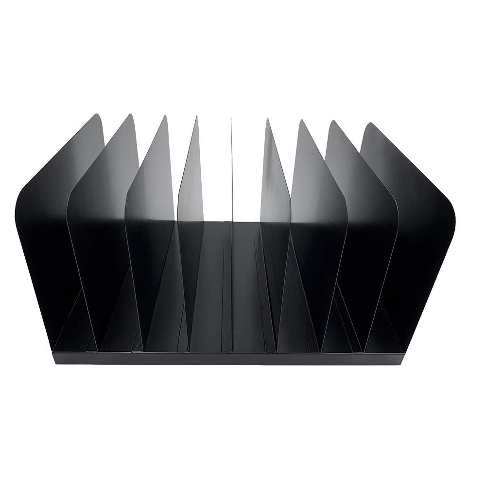 Huron Desktop File Binder Organizer Storage Vertical 8 Slot, Black Commercial Grade Steel