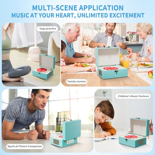 Yintiny Blue Time Music Box CD Player with Speakers for Home Decor