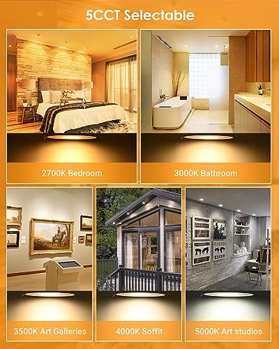 POPANU Gimbal LED Recessed Light - 4 Inch Black 9W 360° Rotation Directional Adjustable Eyeball Sloped Ceiling Recessed Lighting 4 inch Light Wafer Soffit Indoor Spotlight Canless Black 4 inch 6 Pack