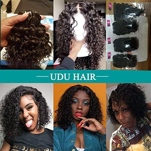Malaysian Water Wave Bundles with Closure 12A Bundles Human Hair Ocean Wave Wet & Wavy Human Hair Bundles with Lace Closure 100% Human Hair Extensions Remy Hair Bundles (8 8 8+8inch)