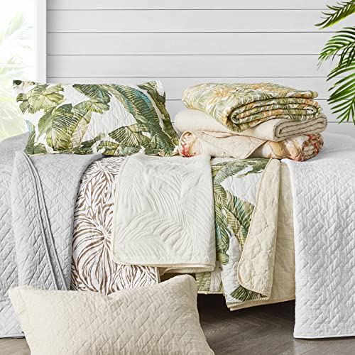 Tommy Bahama - Queen Quilt Set, Reversible Cotton Bedding with Matching Shams, Soft All Season Bedspread, Coastal Bedding Set (Fiesta Palms Green, Queen)