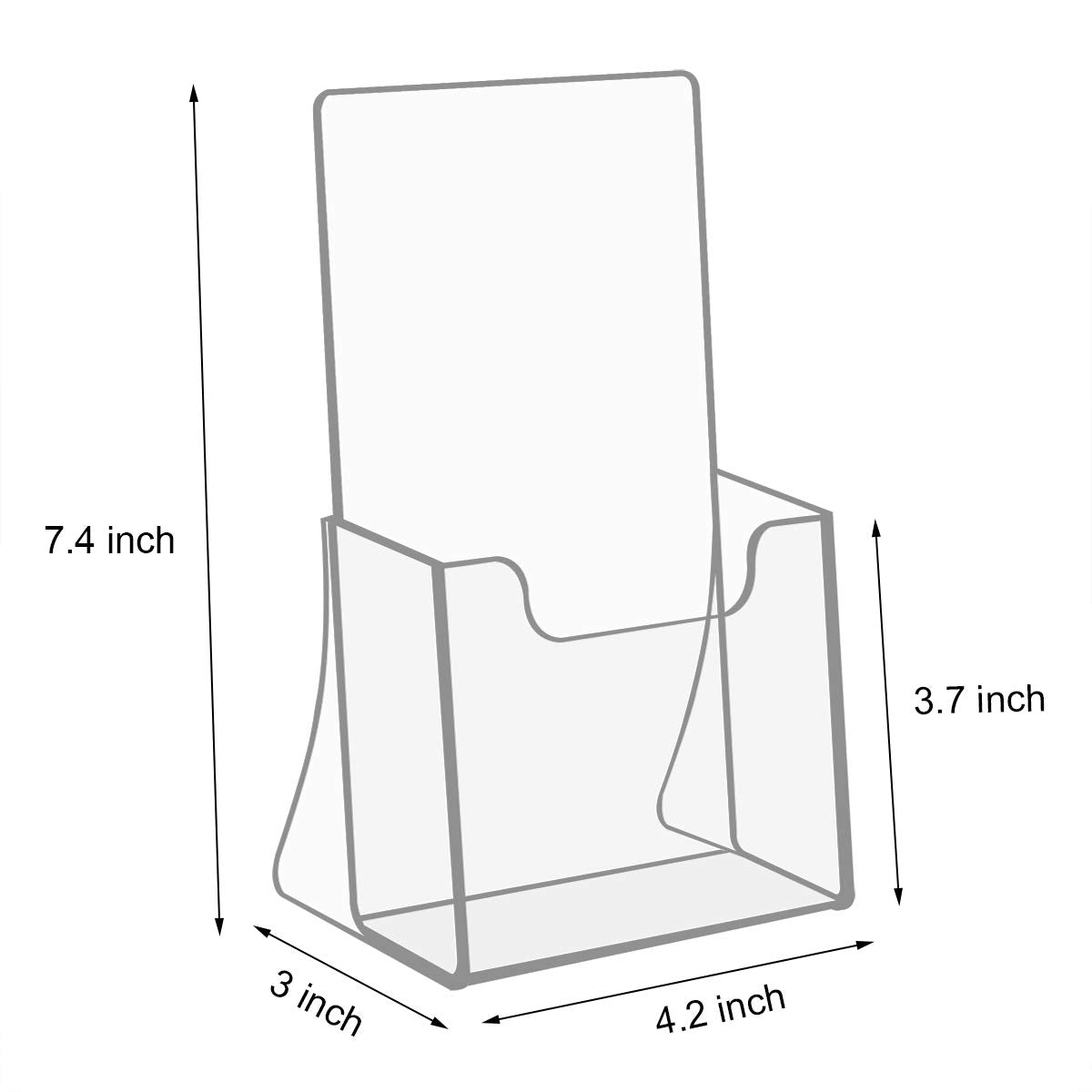 NIUBEE Acrylic Brochure Holder for 4’’ Trifold Pages, 50% Thicker Countertop Acrylic Literature Holder Plastic Flyer Display Stand for Magazine, Pamphlet, Booklets, Menu, Journals, 6 Pack