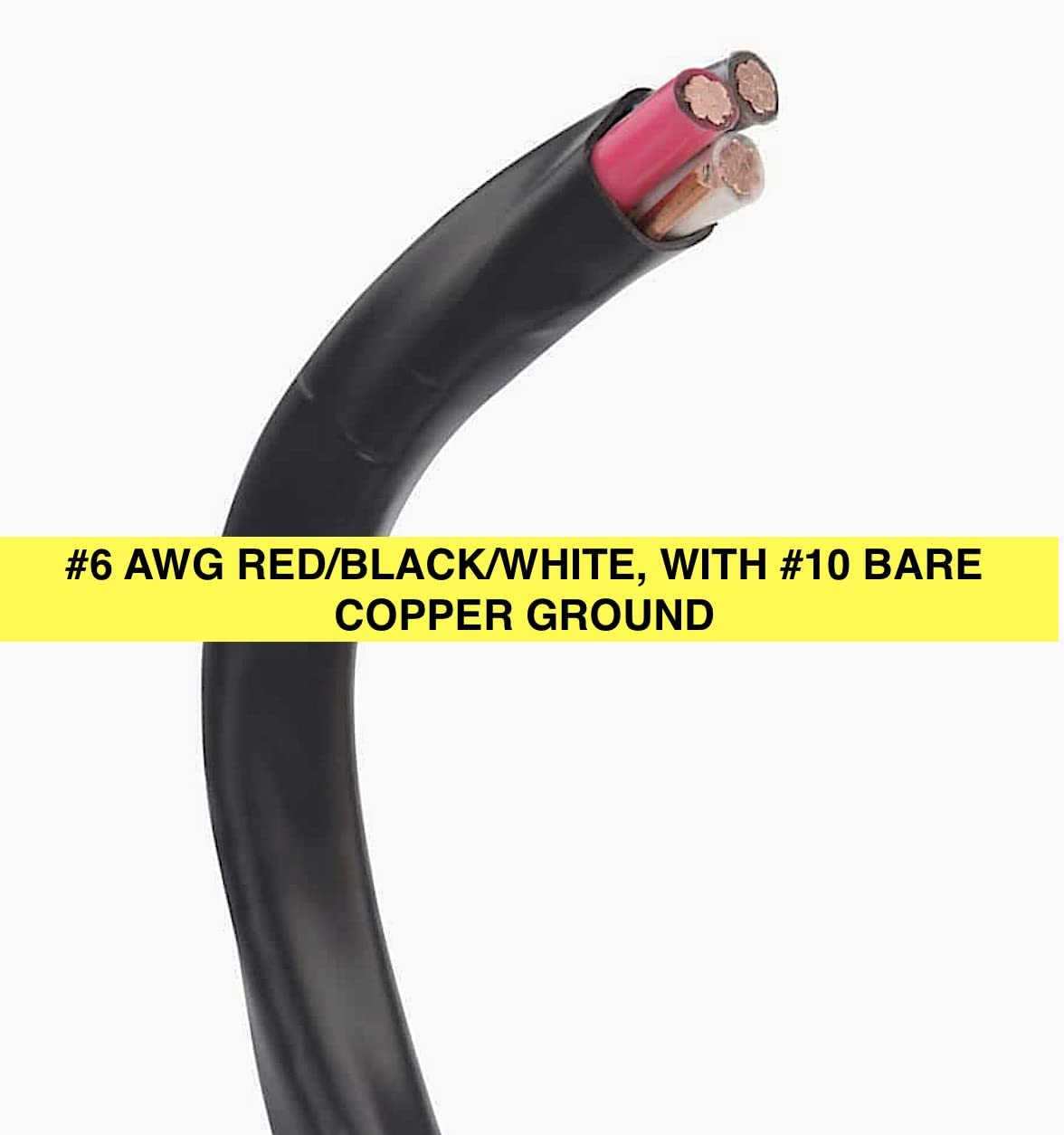 15 FEET 6/3 Type NM-B Copper. #6 AWG, 3 Conductor with Ground. Insulated Jacket Black