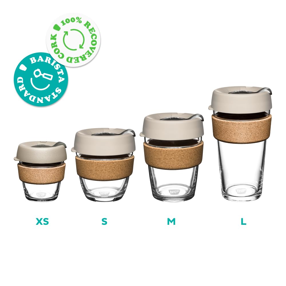 KeepCup Brew Cork, Reusable Glass Tumbler with Natural Cork, Grande Coffee Cup 16oz / 454ml - Deep