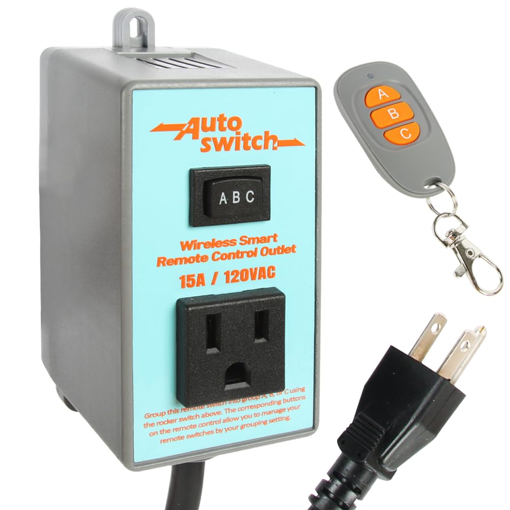 O'SKOOL Remote Control Wireless Electrical Outlet Switch, 433M Transmitter 120V Plug (Battery Included)