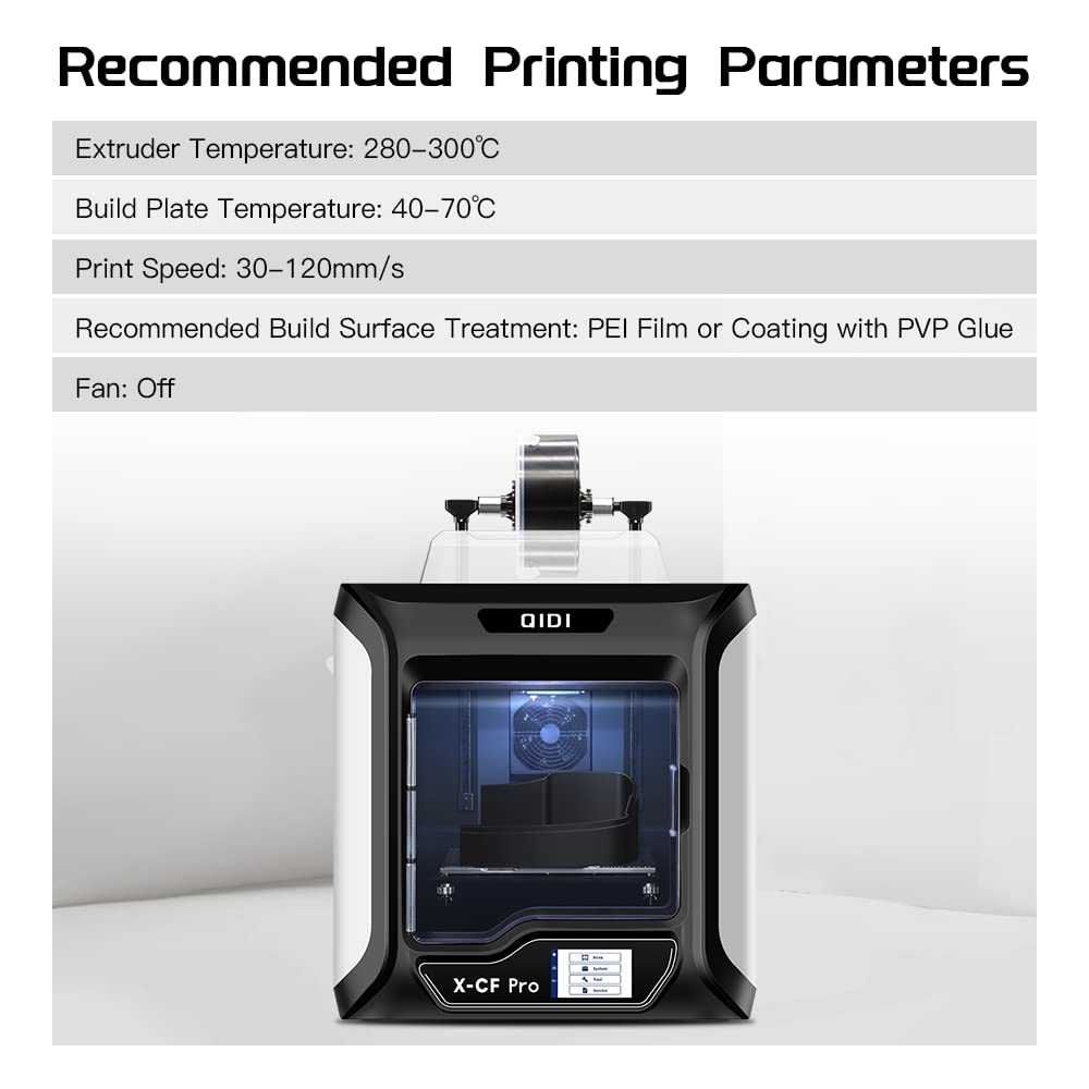 R QIDI TECHNOLOGY PA12-CF Nylon Filament 1.75 Black, Carbon Fiber Nylon Filament 1.75mm 1Kg Spool 3D Printer Filament, High Strength, High Precision, No Warpage, Low Moisture Sensitivity
