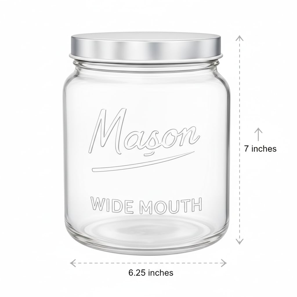 Kitchentoolz 64 oz Mason Jars Wide Mouth 2-Pack – Half Gallon Glass Jar with Lid – 1/2 Gallon Large Mason Jars with Lids for Food Storage, Canning, and Fermenting