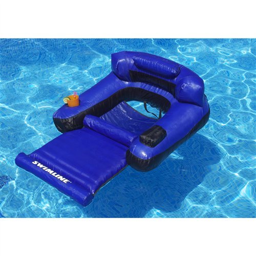 SWIMLINE ORIGINAL Fabric Covered Pool Float Mattress Ultimate Lounger Raft For Adults & Kids | Back, Leg, & Arm Rests, Cup Holder, & Quick-Dry Cover For Adult Or Kid Floating & Lounging 9047