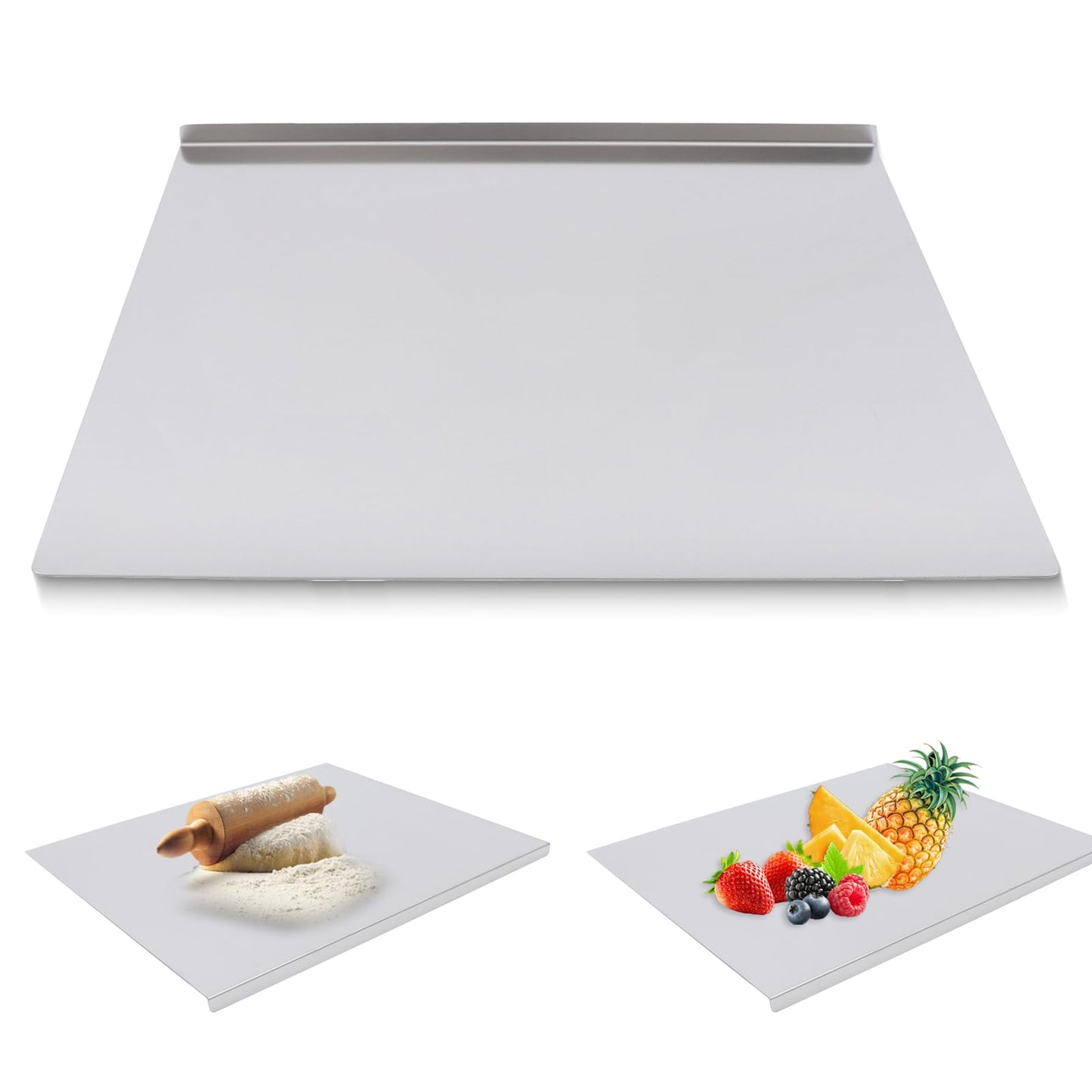 Extra Large Stainless Steel Cutting Board with Lip – 24" x 20" Metal Chopping Board for Kitchen Countertop, Non-Slip Steel Pastry Board for Meat, Vegetables, Dough & Baking, Easy to Clean